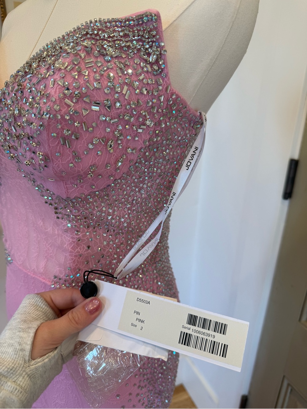 Jovani NWT Pink Lace Gown - Picture 6 of 8